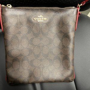 COACH BROWN & RED STYLE F35940 CROSSBODY PURSE